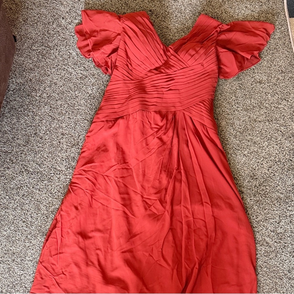 Ever Pretty orange Pleated Dress with Lace up back